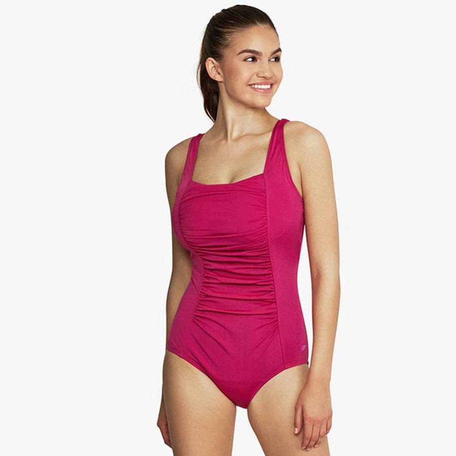 Women Speedo Swimwear | Women'S Solid Shirred Tank One-Piece Swimsuit