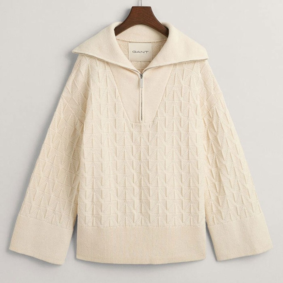 Women GANT Sweaters | Women'S Herringbone Half-Zip Sweater