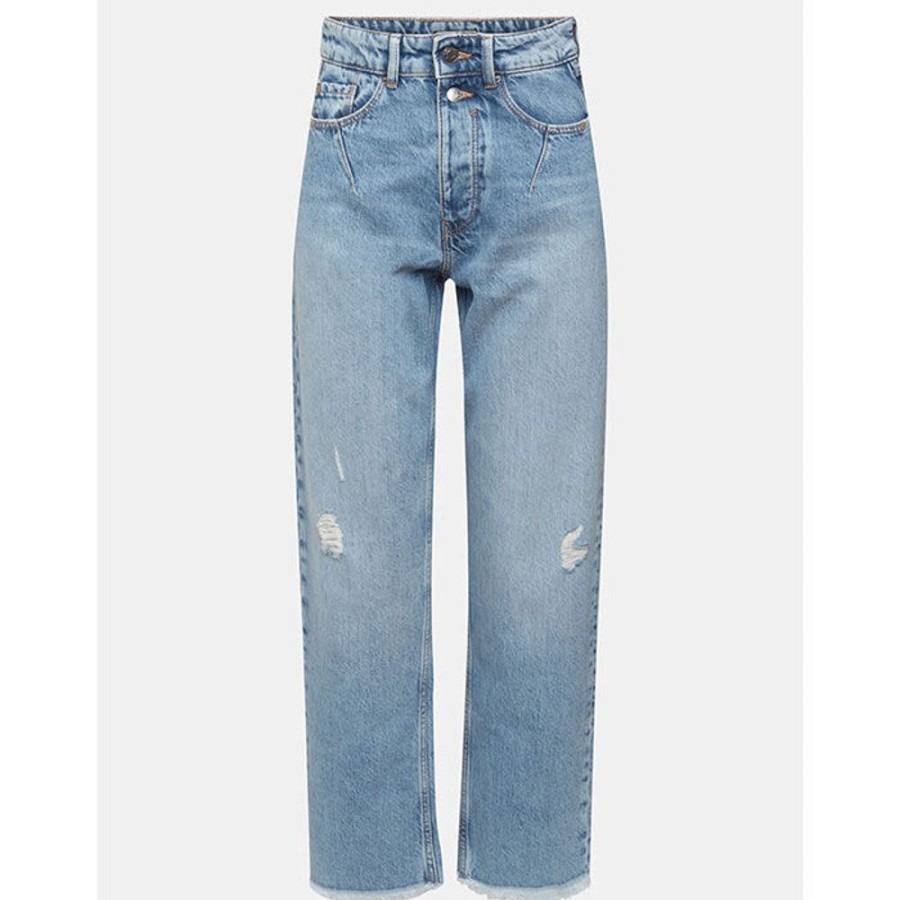 Women Esprit Denim | Women'S High Rise Distressed Dad Fit Jean