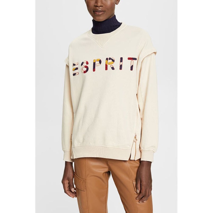 Women Esprit Sweatshirts & Hoodies | Women'S Textured Logo Sweatshirt