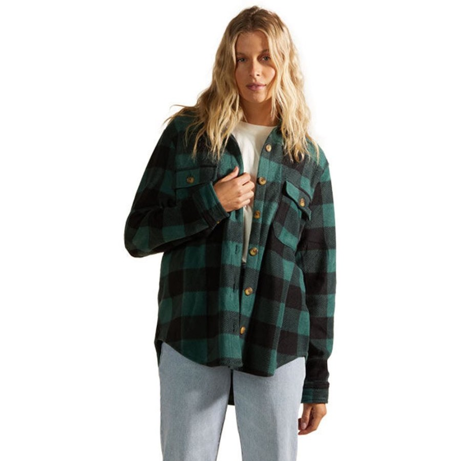 Women Billabong Coats & Jackets | Women'S A/Div Forge Fleece Flannel Shirt Jacket