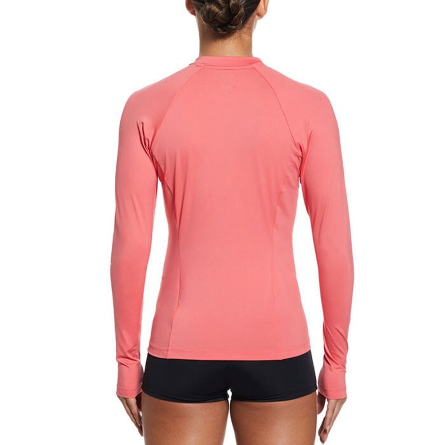 Women Nike Swimwear | Women'S Logo Zip Long Sleeve Hydroguard Rashguard