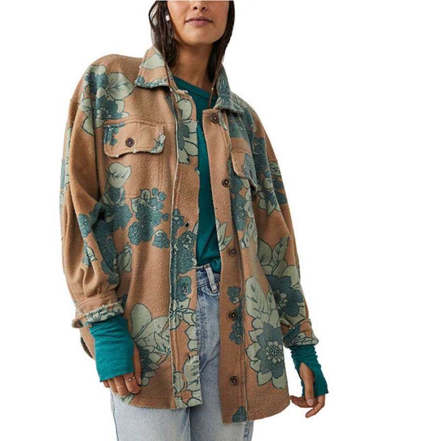 Women Free People Coats & Jackets | Women'S Printed Ruby Shirt Jacket