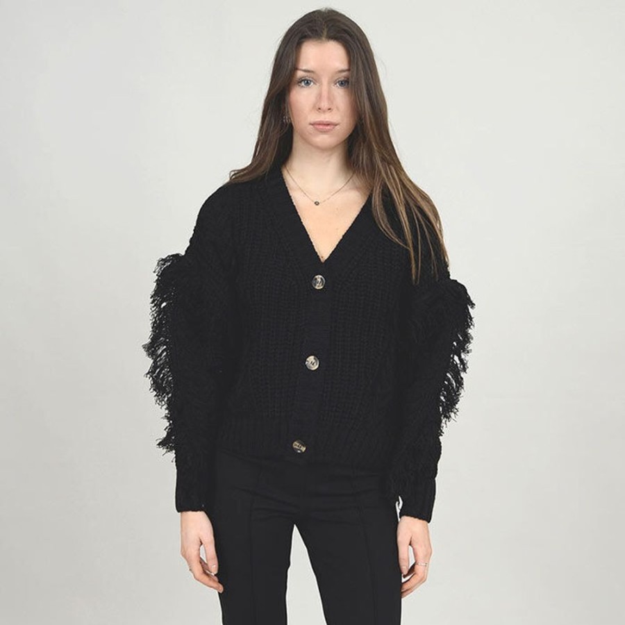 Women Oak & Ivy Sweaters | Women'S Fringe Sleeve Cardigan