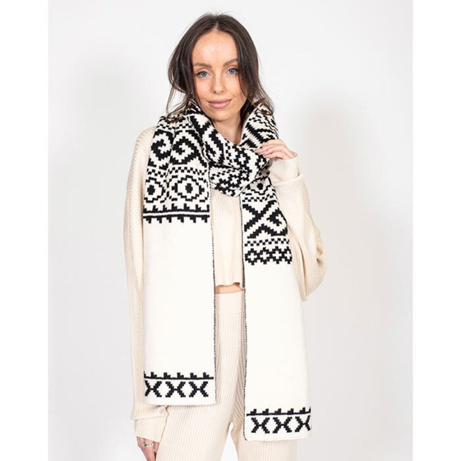 Women Brunette The Label Winter Accessories | Women'S Fair Isle Knit Reversible Blanket Scarf