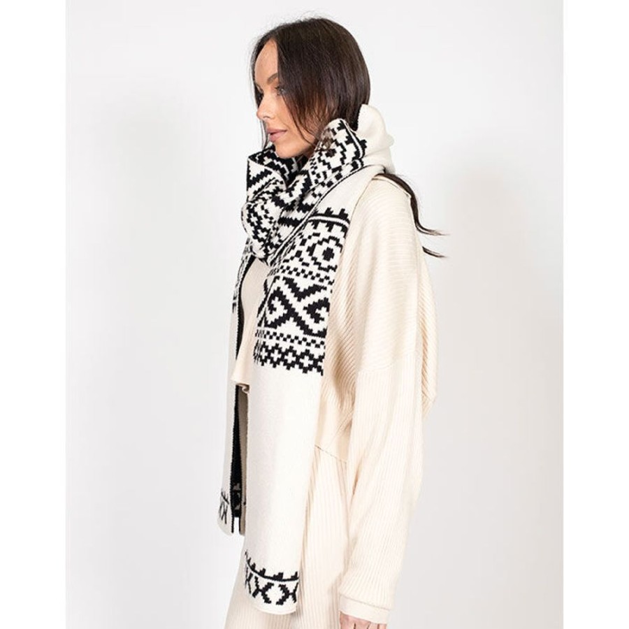 Women Brunette The Label Winter Accessories | Women'S Fair Isle Knit Reversible Blanket Scarf