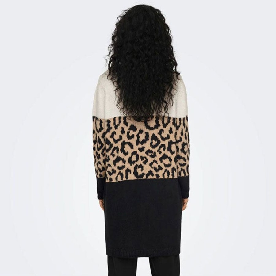 Women Only Sweaters | Women'S Leopard Blocked Cardigan