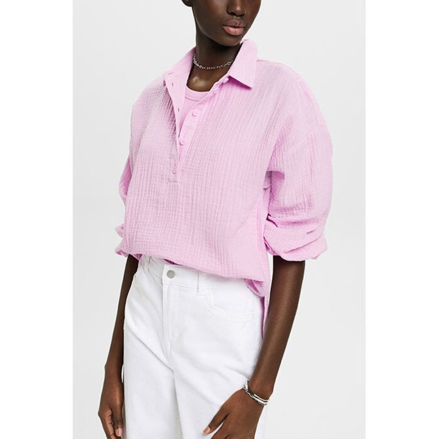 Women Esprit Tops | Women'S Textured Cotton Blouse