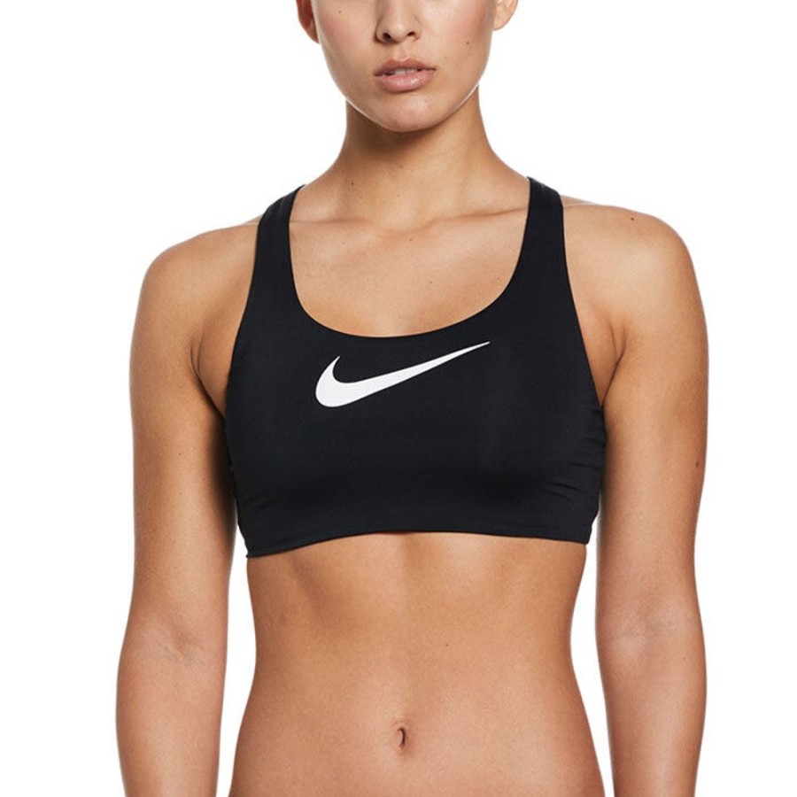 Women Nike Swimwear | Women'S Logo Tape Crossback Midkini Top