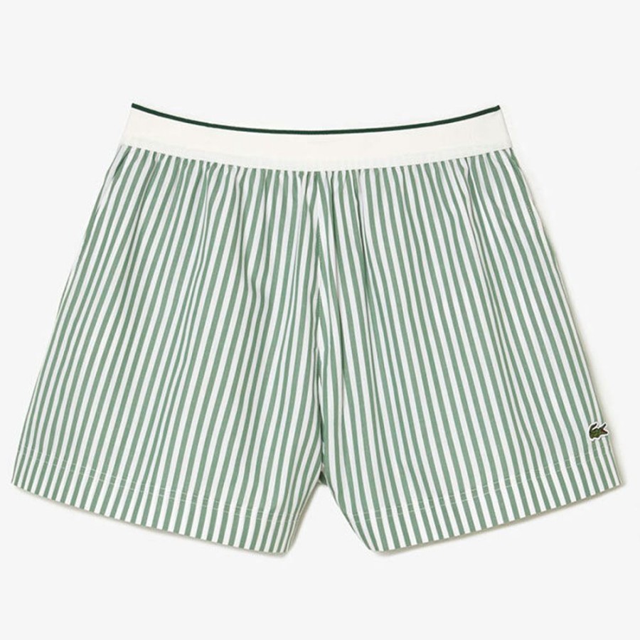 Women Lacoste Shorts | Women'S Striped Cotton Poplin Short