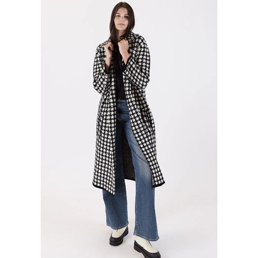 Women Lyla + Luxe Sweaters | Women'S Lenny Houndstooth Knit Coat