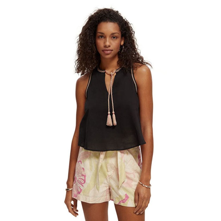 Women Scotch & Soda Tops | Women'S Tassel Tie Tank Top