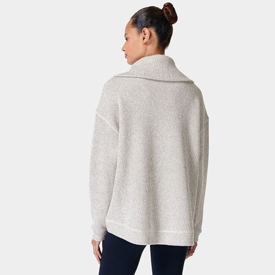 Women Sweaty Betty Sweaters | Women'S Restful Boucle Half-Zip Sweater