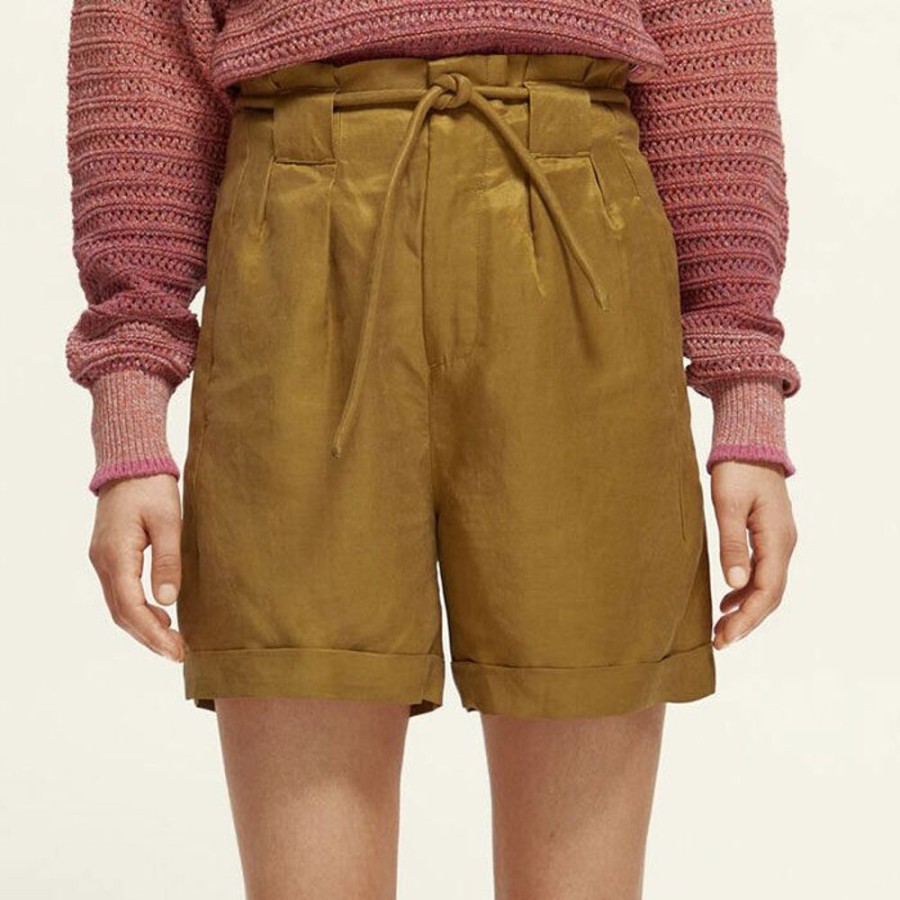 Women Scotch & Soda Shorts | Women'S High Rise Belted Short