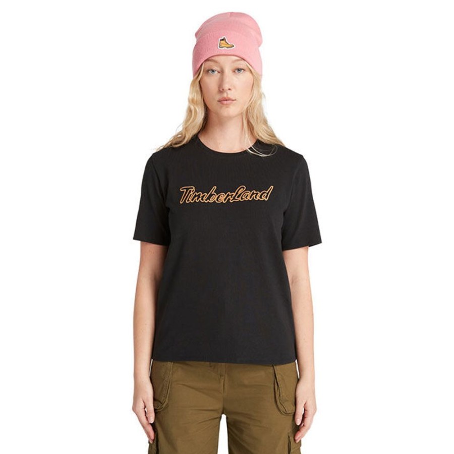 Women Timberland Tops | Women'S Logo Texture T-Shirt