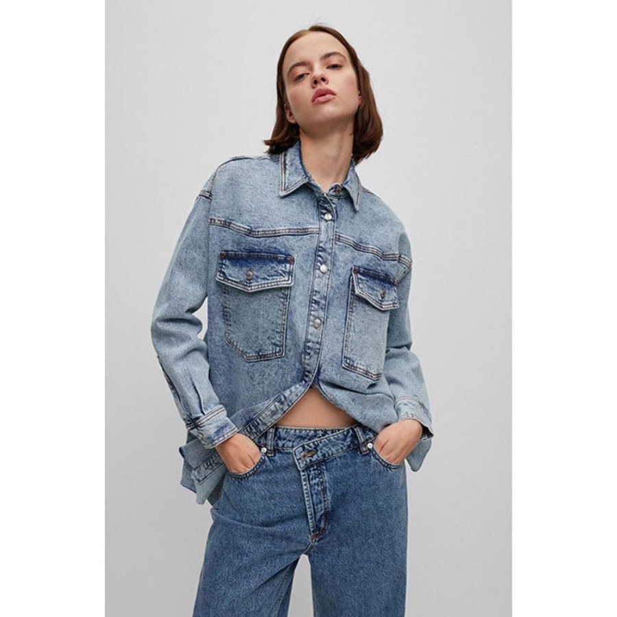 Women HUGO Coats & Jackets | Women'S Gelena Denim Shirt Jacket