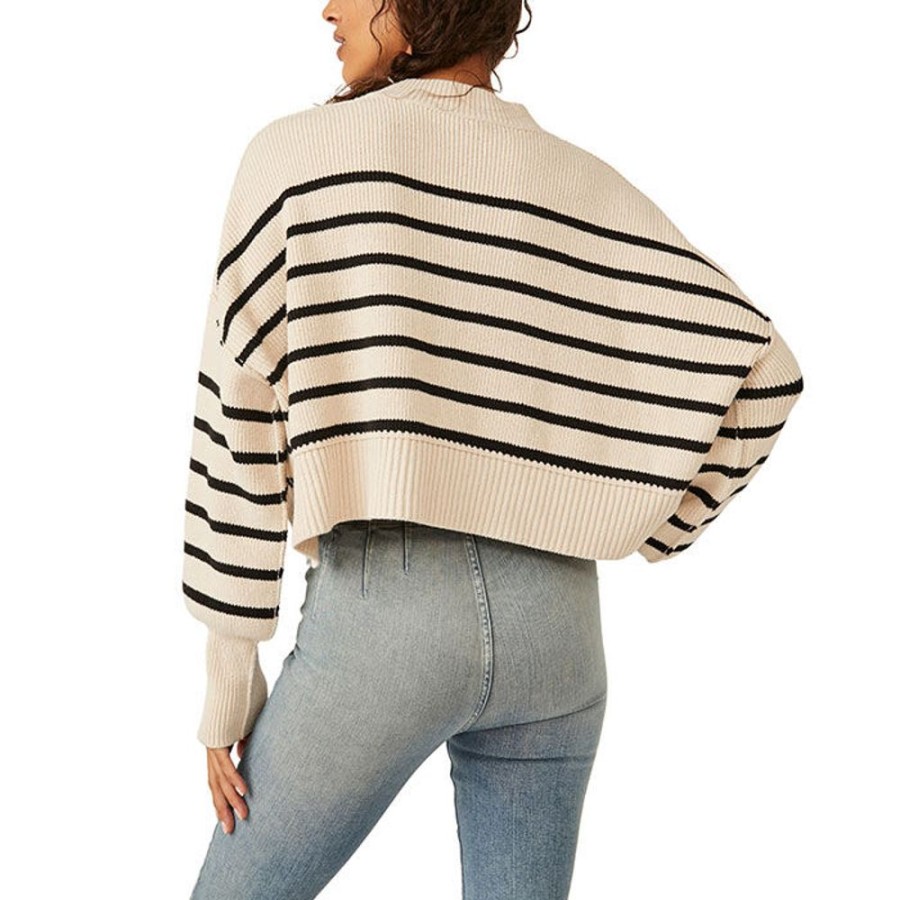 Women Free People Sweaters | Women'S Easy Street Stripe Crop Pullover Sweater