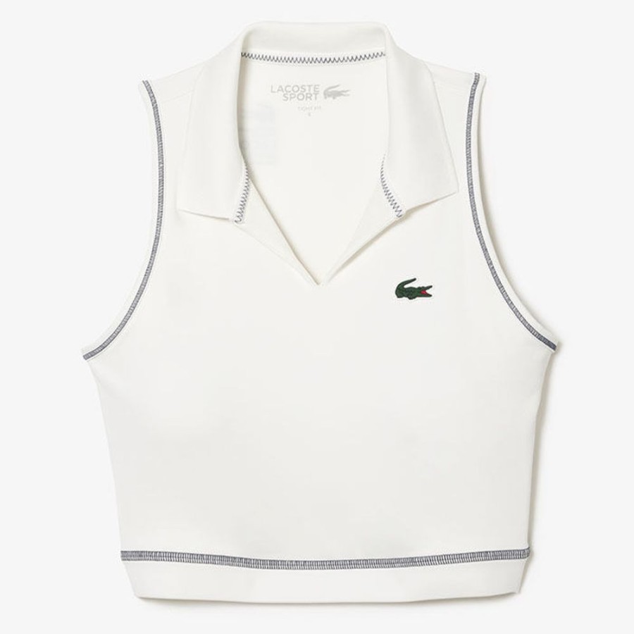 Women Lacoste Tops | Women'S Sport Cropped Sleeveless Polo