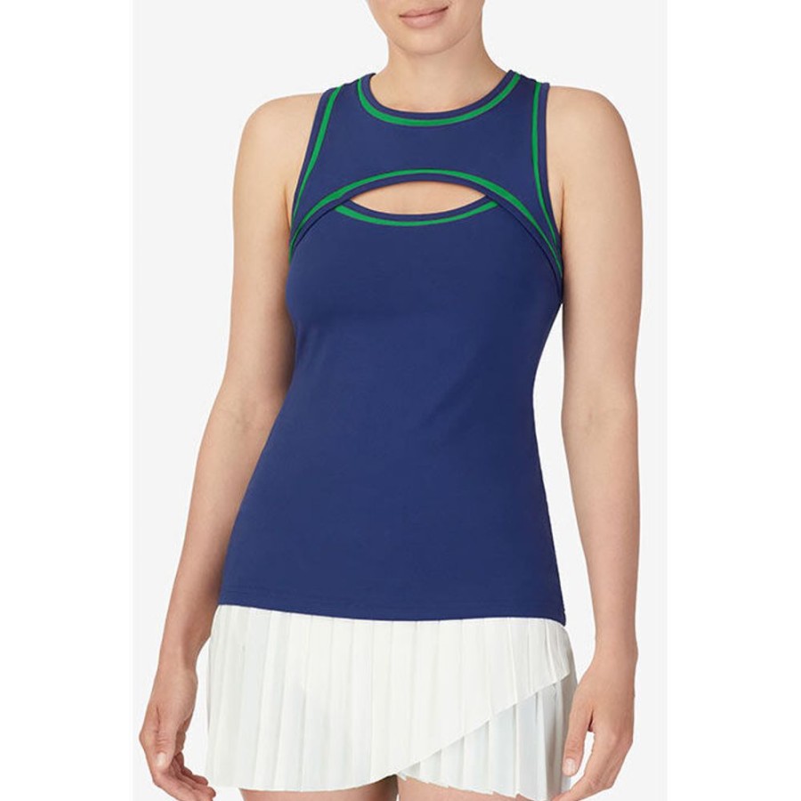 Women Fila Tops | Women'S Brandon Maxwell Collection Racerback Keyhole Tank Top