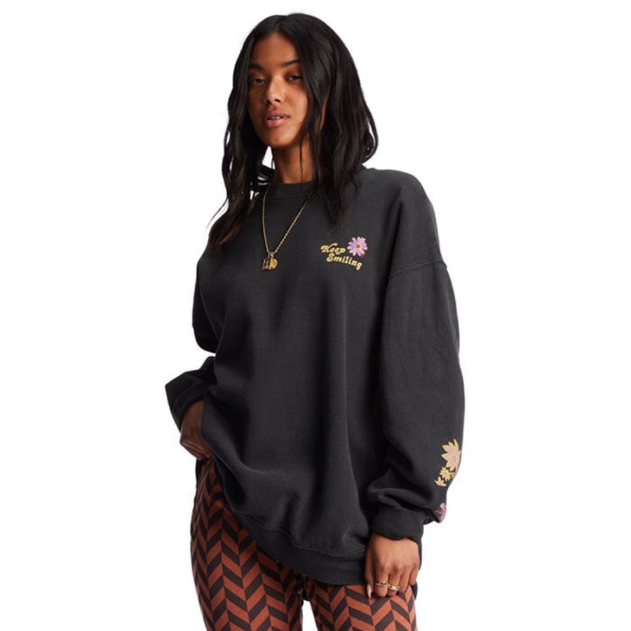 Women Billabong Sweatshirts & Hoodies | Women'S Ride In Oversized Crew Sweatshirt