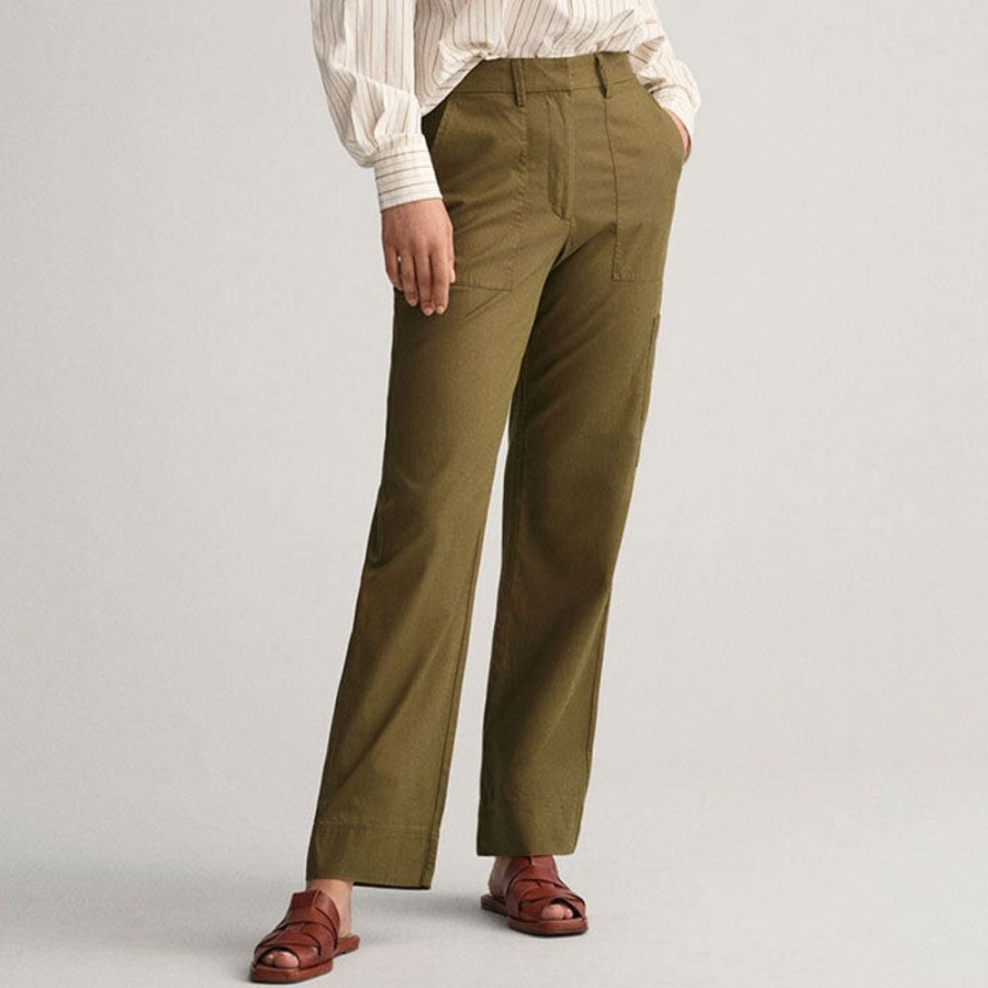 Women GANT Pants | Women'S Relaxed Fit Cargo Pant