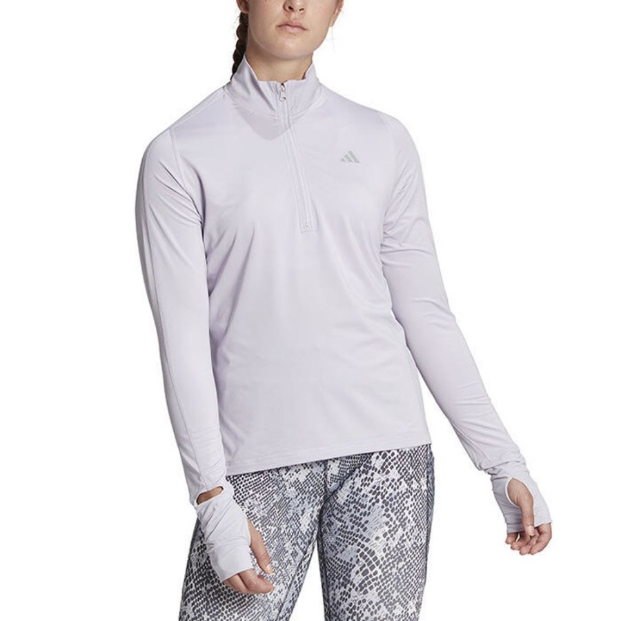 Women adidas Tops | Women'S Fast Running Half-Zip Long Sleeve Top