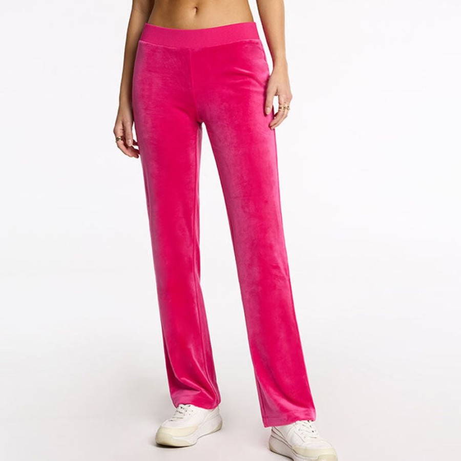 Women Juicy Couture Pants | Women'S Og Big Bling Velour Track Pant