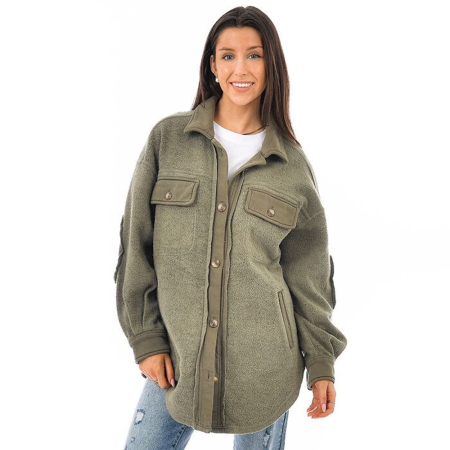 Women Oak & Ivy Coats & Jackets | Women'S Fleece Shirt Jacket