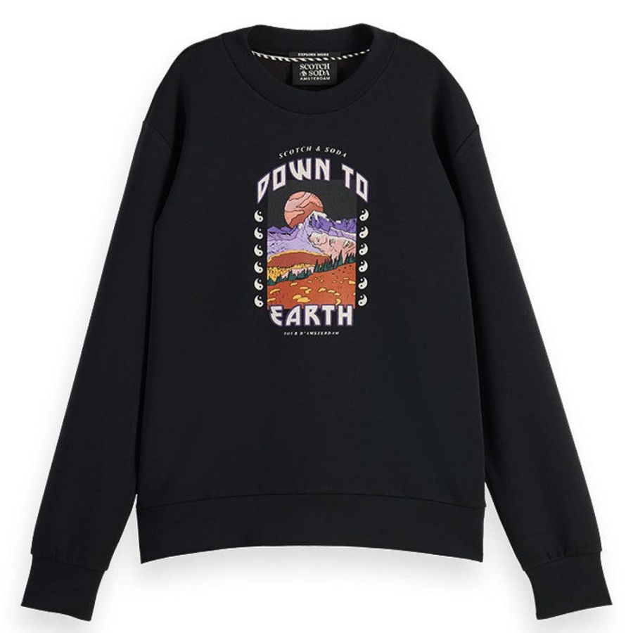 Women Scotch & Soda Sweatshirts & Hoodies | Women'S Artwork Relaxed Crew Sweatshirt