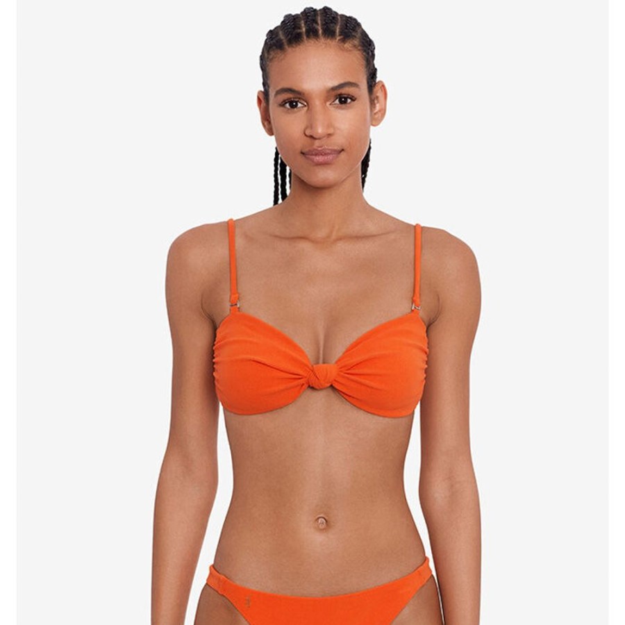 Women Polo Ralph Lauren Swimwear | Women'S Knot-Front Bandeau Bikini Top