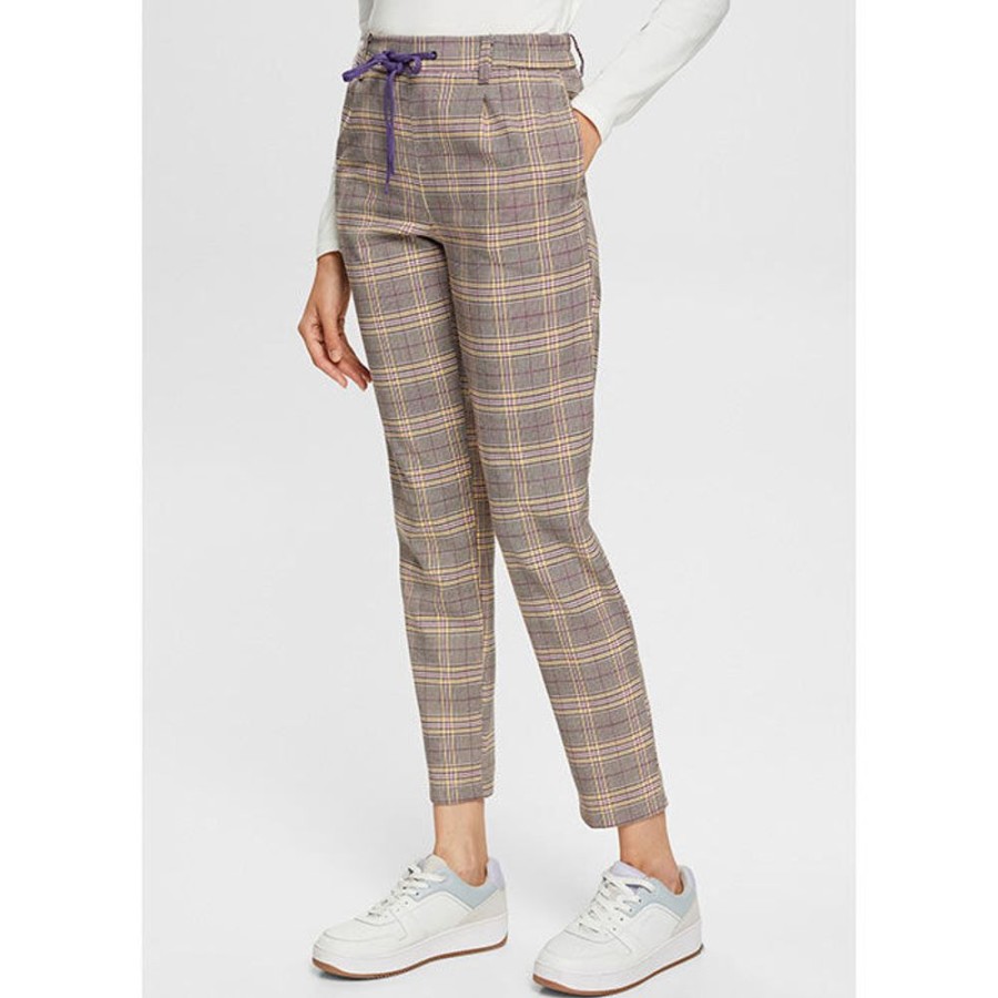 Women Esprit Pants | Women'S Checked Jogger Pant