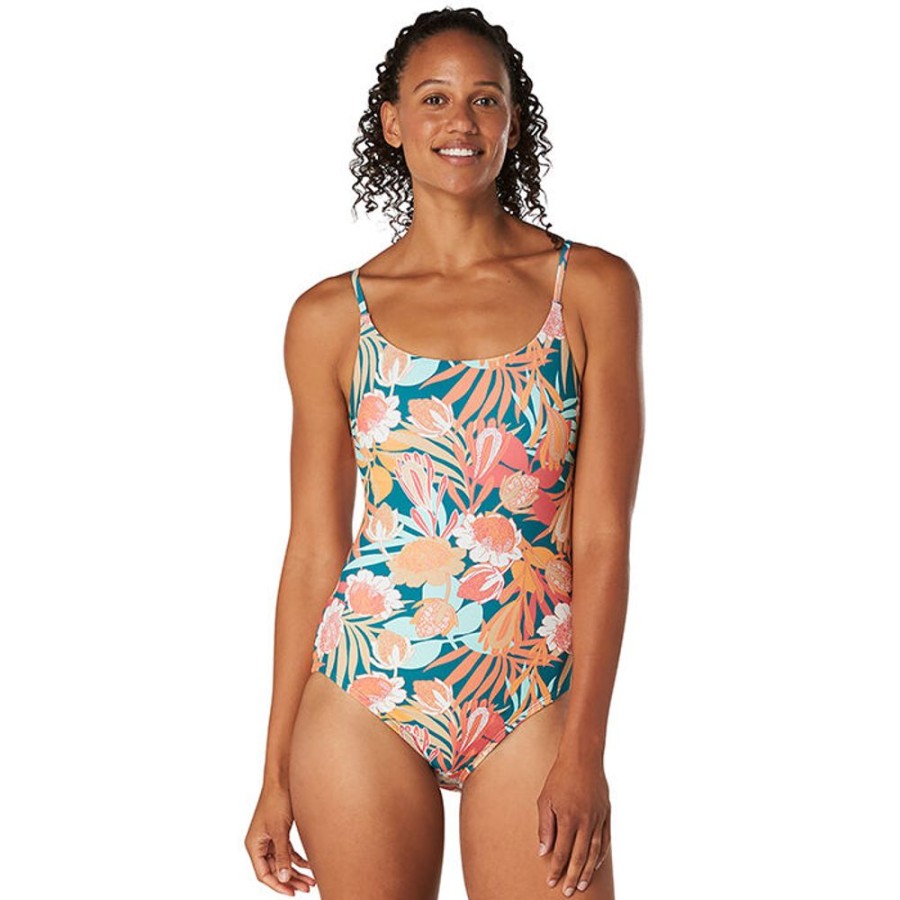 Women Speedo Swimwear | Women'S Printed Double Crossback One-Piece Swimsuit