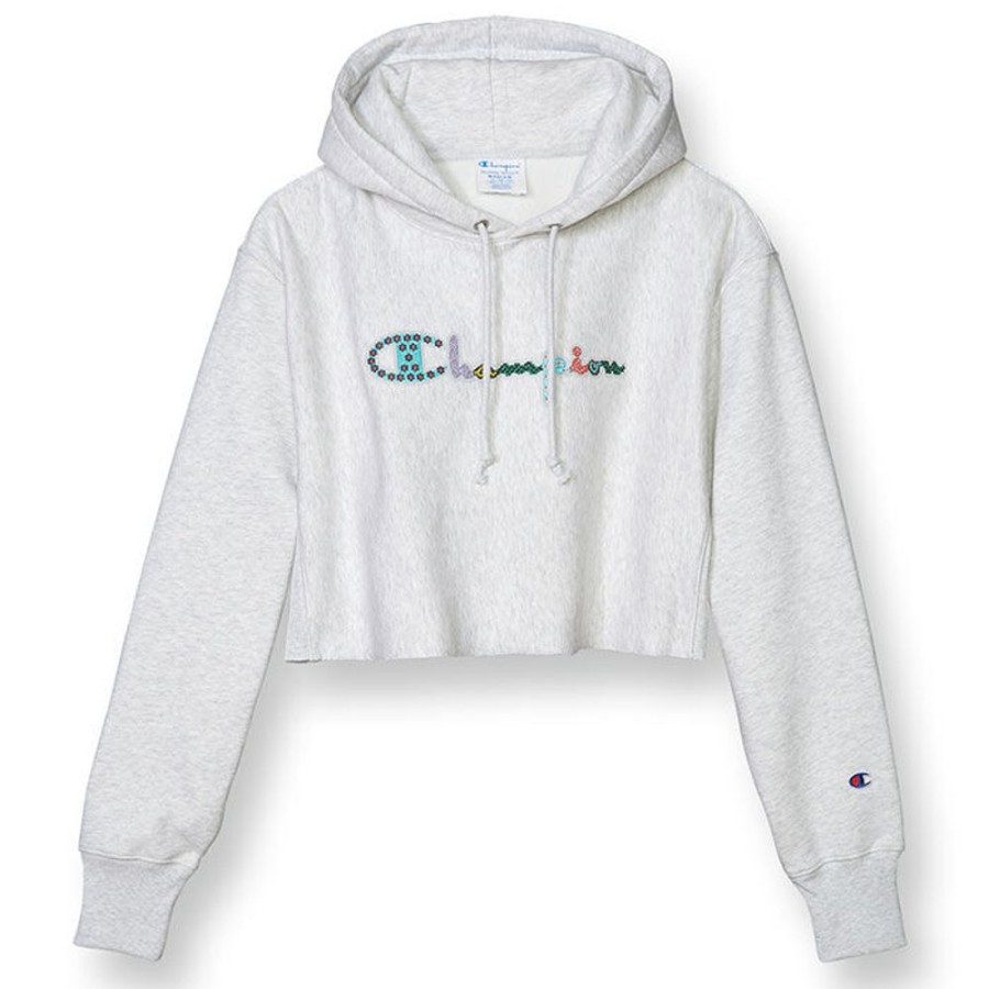 Women Champion Sweatshirts & Hoodies | Women'S Reverse Weave? Floral Motif Crop Hoodie