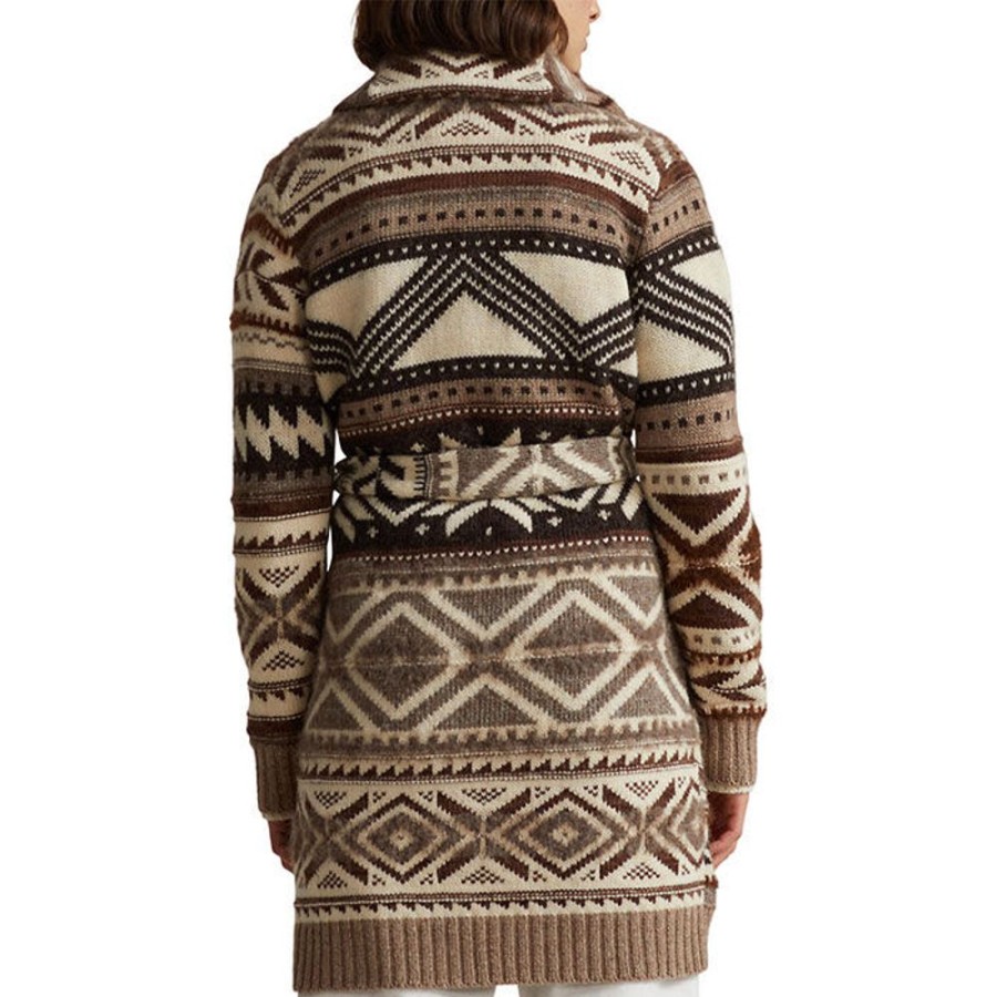 Women Polo Ralph Lauren Sweaters | Women'S Geo-Motif Shawl Collar Cardigan