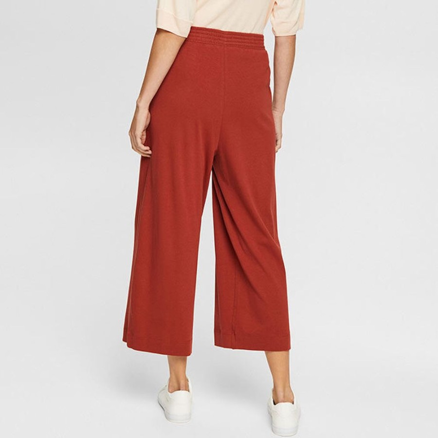 Women Esprit Pants | Women'S Cropped Jersey Wide Leg Pant