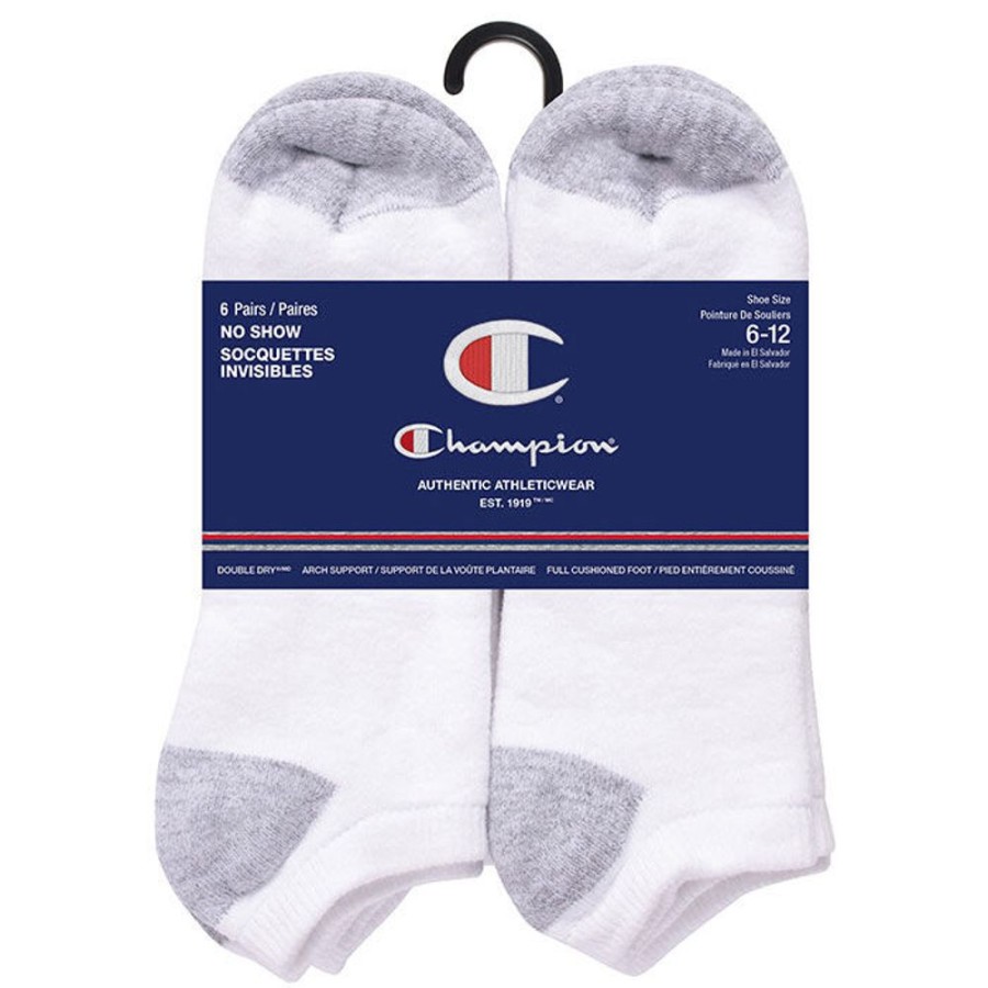 Women Champion Socks | Unisex Double Dry Performance No-Show Sock (6 Pack)