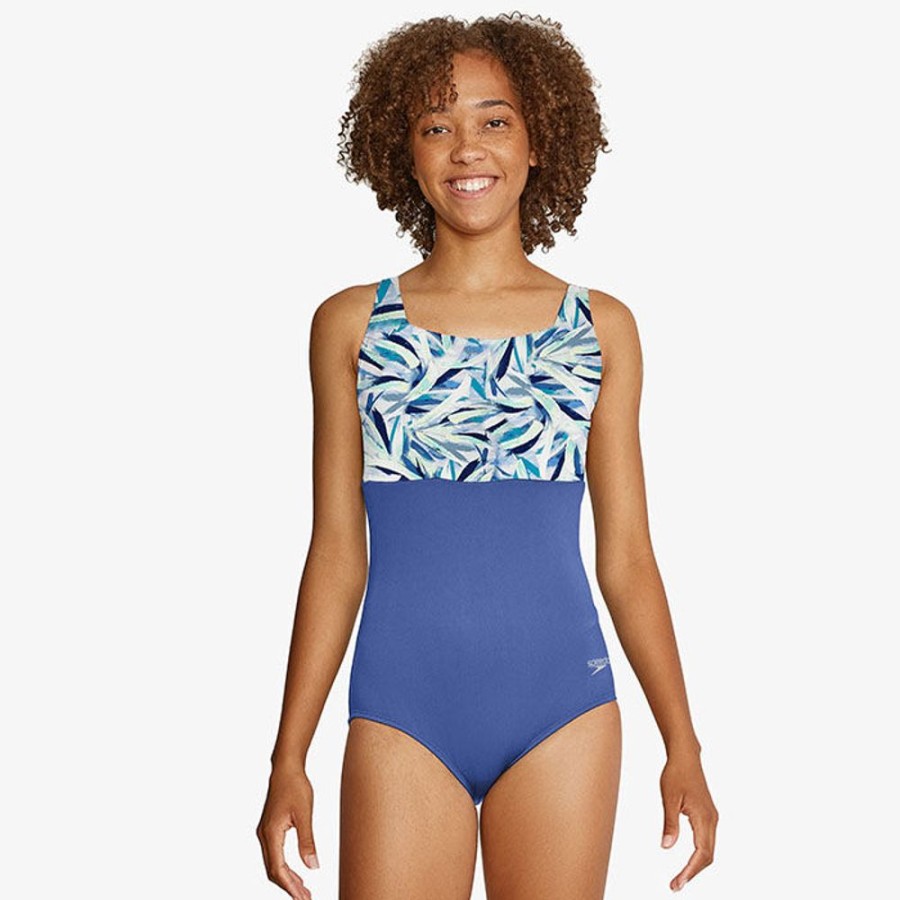 Women Speedo Swimwear | Women'S Colourblock Square Back One-Piece Swimsuit