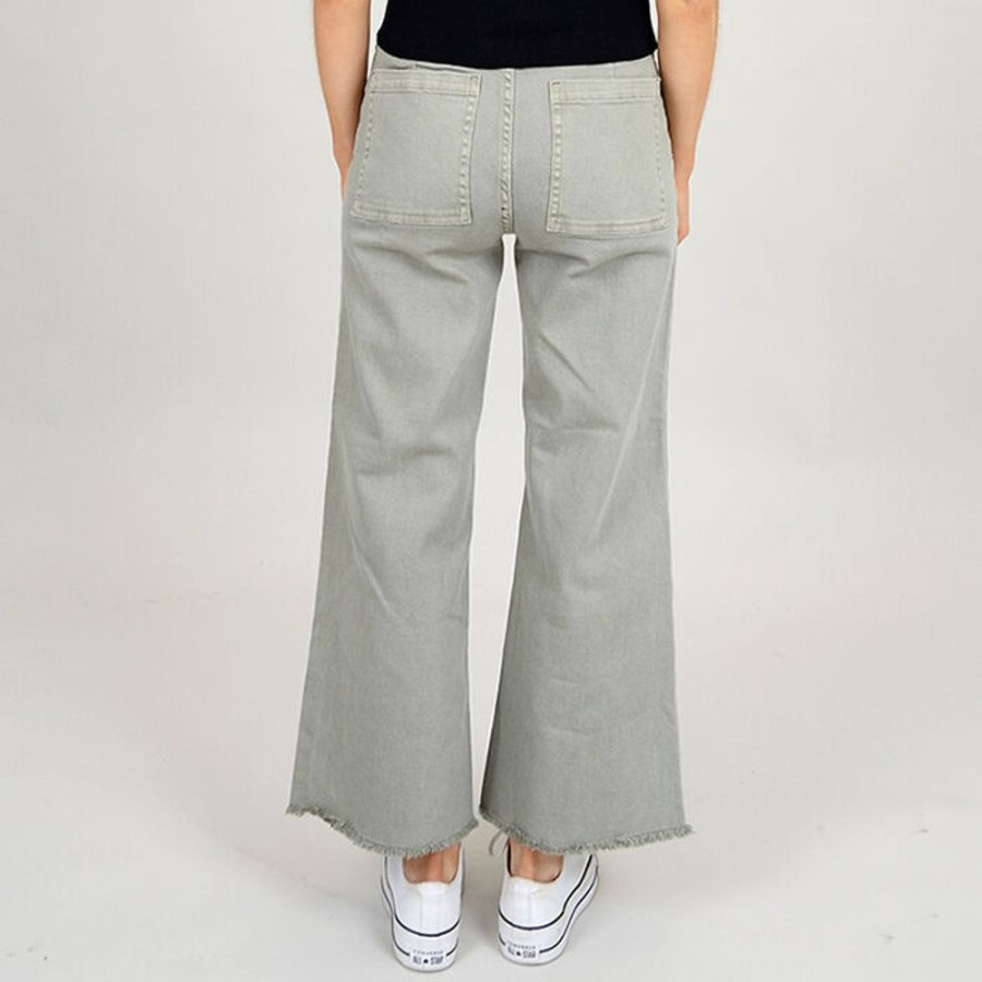 Women Oak & Ivy Denim | Women'S Raw Hem Wide Twill Pant