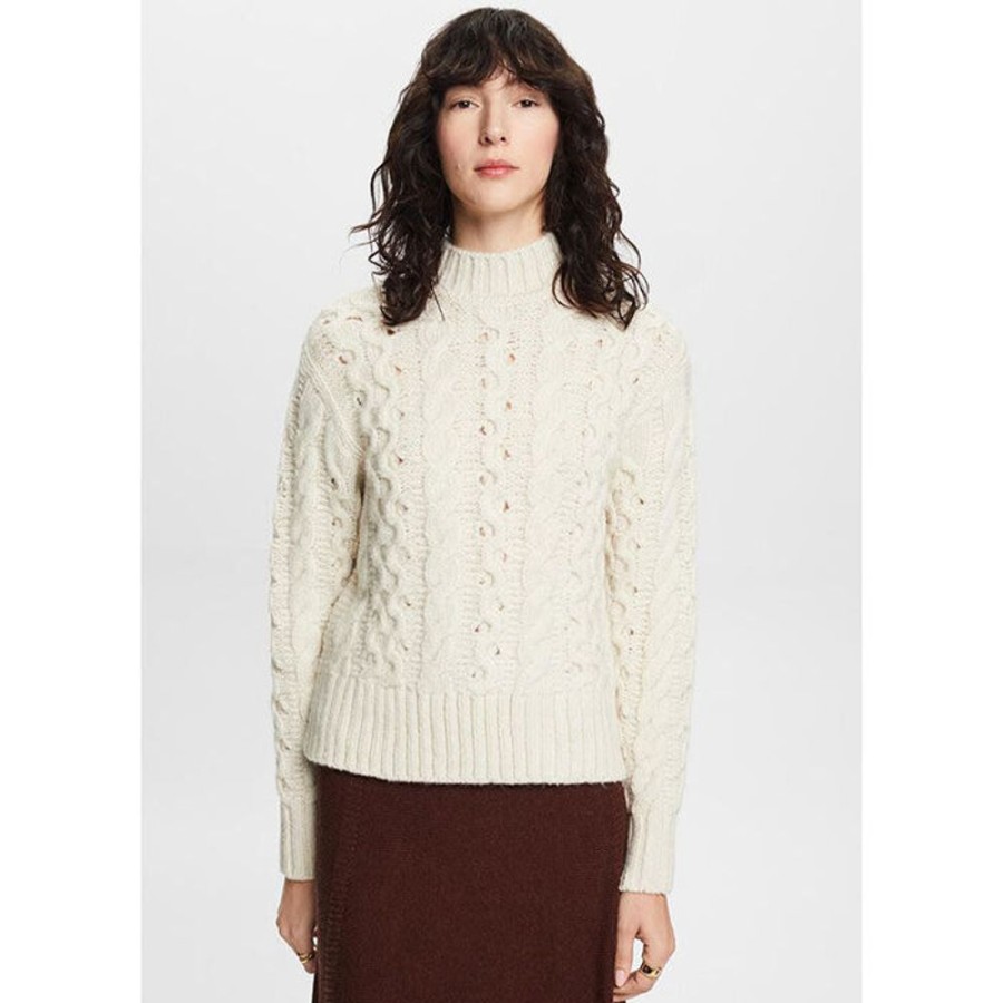 Women Esprit Sweaters | Women'S Cable Knit Wool-Blend Sweater