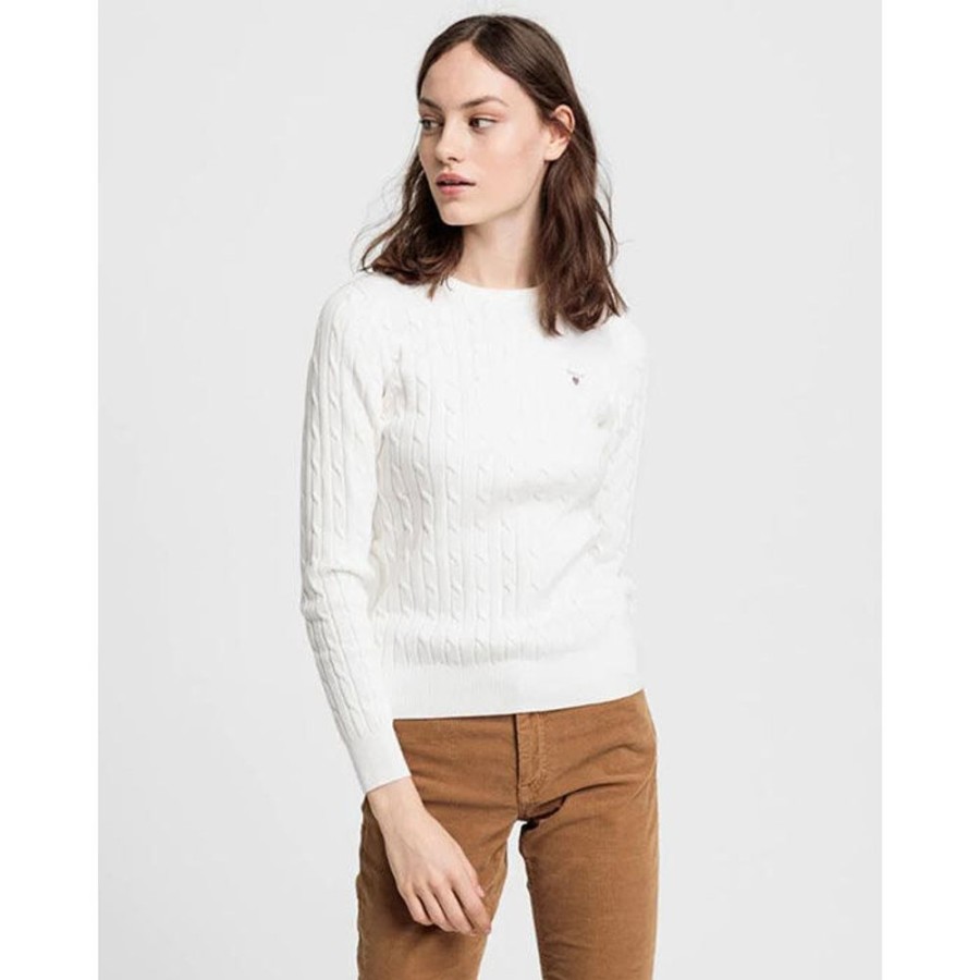 Women GANT Sweaters | Women'S Stretch Cotton Cable Knit Sweater