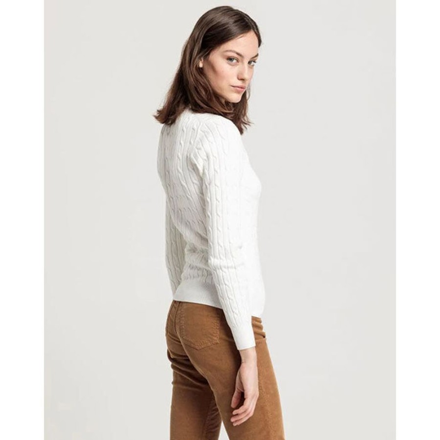 Women GANT Sweaters | Women'S Stretch Cotton Cable Knit Sweater