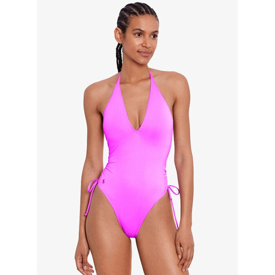 Women Polo Ralph Lauren Swimwear | Women'S Tie-Detail Halter One-Piece Swimsuit