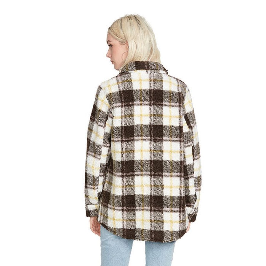 Women Volcom Coats & Jackets | Women'S Silent Sherpa Plaid Jacket