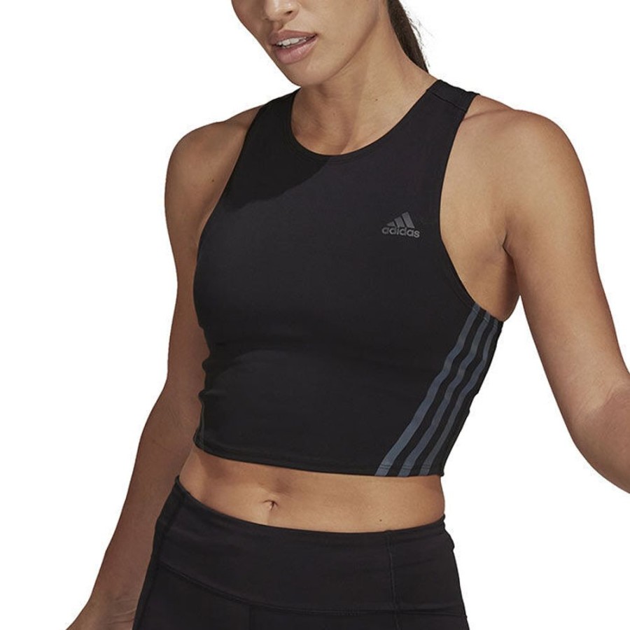 Women adidas Tops | Women'S Run Icons 3-Stripes Cooler Running Crop Top