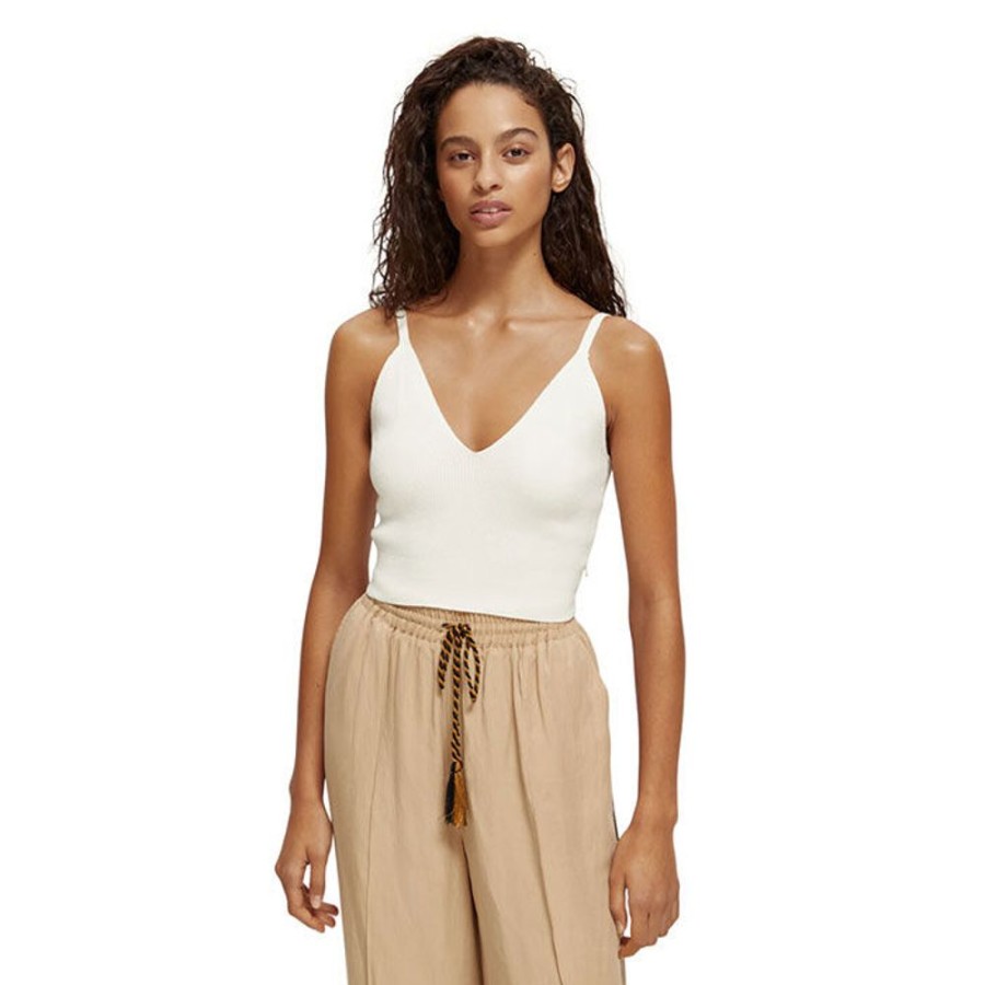 Women Scotch & Soda Tops | Women'S Knit V-Neck Crop Tank Top