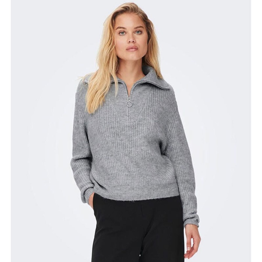 Women Only Sweaters | Women'S High Neck Knit 1/4-Zip Sweater