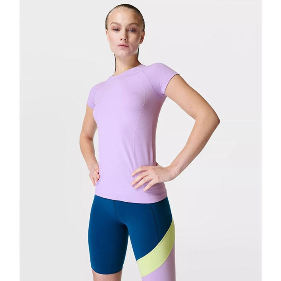 Women Sweaty Betty Tops | Women'S Athlete Seamless Workout T-Shirt