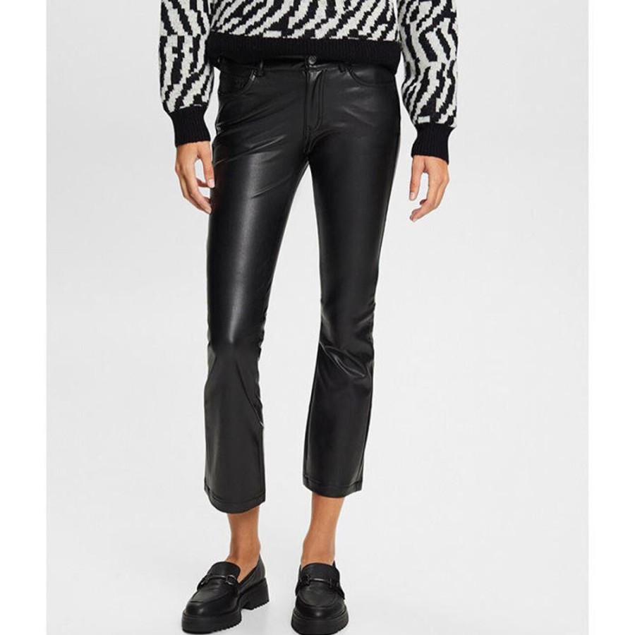 Women Esprit Pants | Women'S Kick Flare Faux Leather Pant