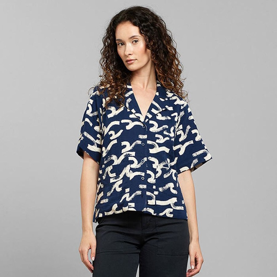 Women DEDICATED Tops | Women'S Valje Brushed Waves Shirt