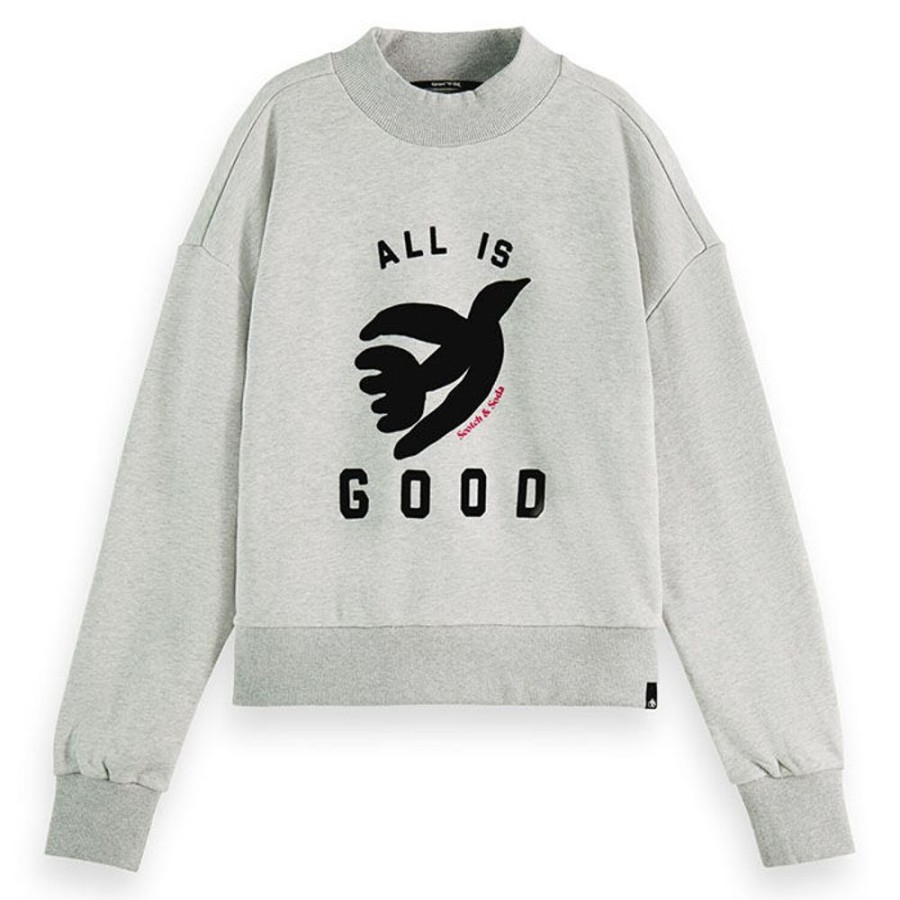 Women Scotch & Soda Sweatshirts & Hoodies | Women'S Loose Fit Cropped Funnel Neck Sweatshirt